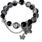 black crystal butterfly charm bracelet