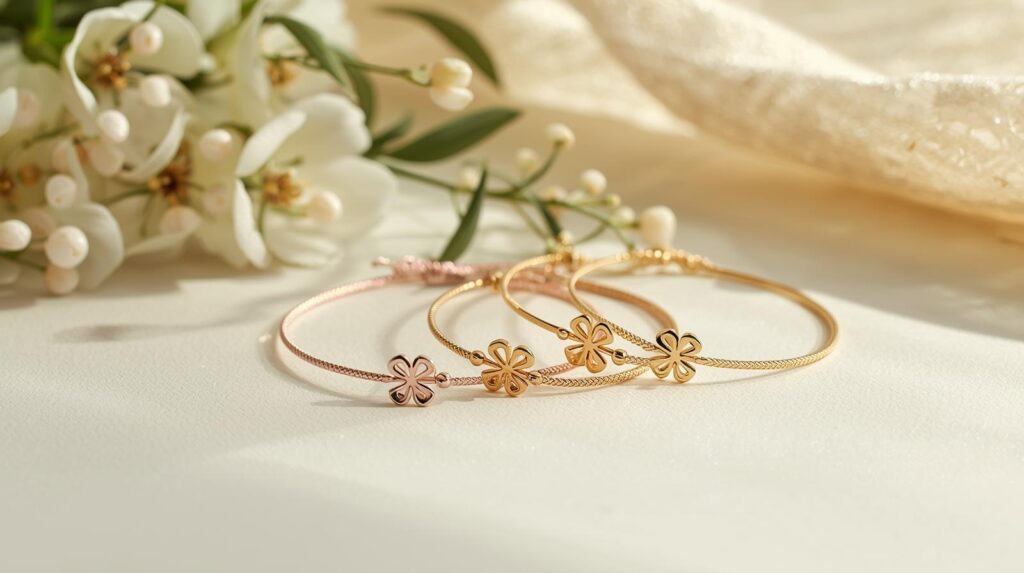 i am a content creator, i need a website blog page post image for clover bracelets prepare neat and attractive post image take idea from attached file