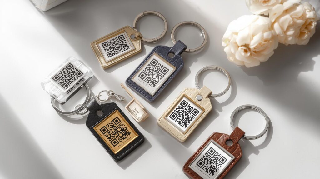 i am a content creator, i need a website blog page post image for stylish qr keychains prepare neat and attractive post image take idea from attached file